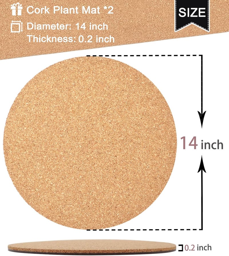 KITLAB Cork Plant Coasters, Double Layers 14 Inch Cork Planter Coaster, Absorbent Plant Mats, Coasters for House Plants, 2 Pcs - Image 3